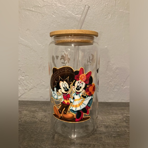Disney Other - Handcrafted Mickey and Minnie Mouse Coco Vibes Tumbler